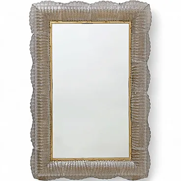 Italian sculptural backlit carved mirror, Murano glass, 2000s