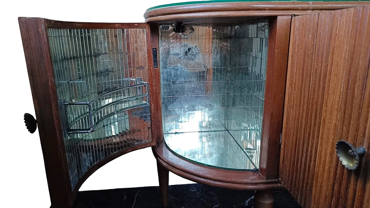 Credenza bar fine bombata interni a specchio, con luci, 1953 3