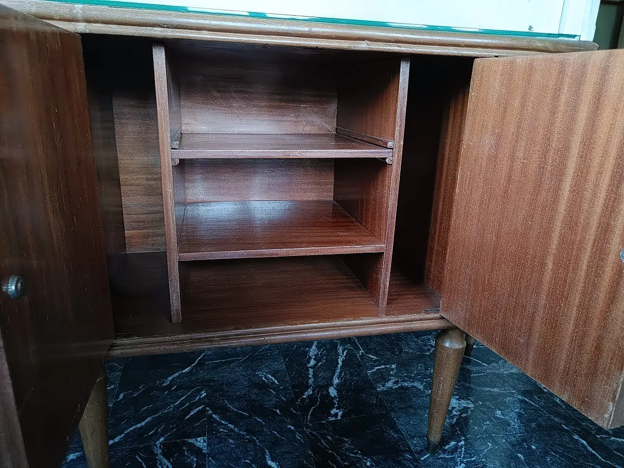 Credenza bar fine bombata interni a specchio, con luci, 1953 4