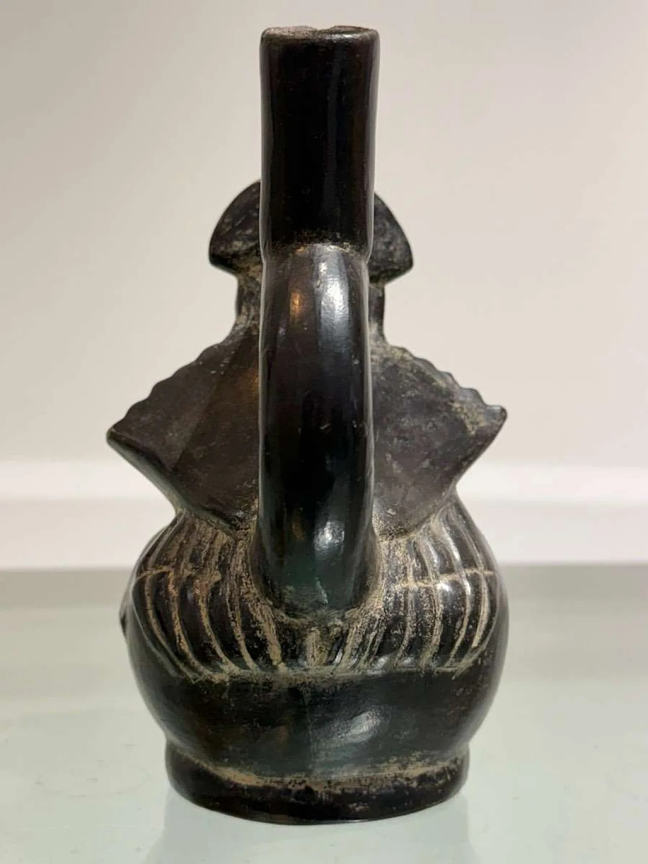 Pre-Columbian Moche Blackware Stirrup Spout Vessel 4