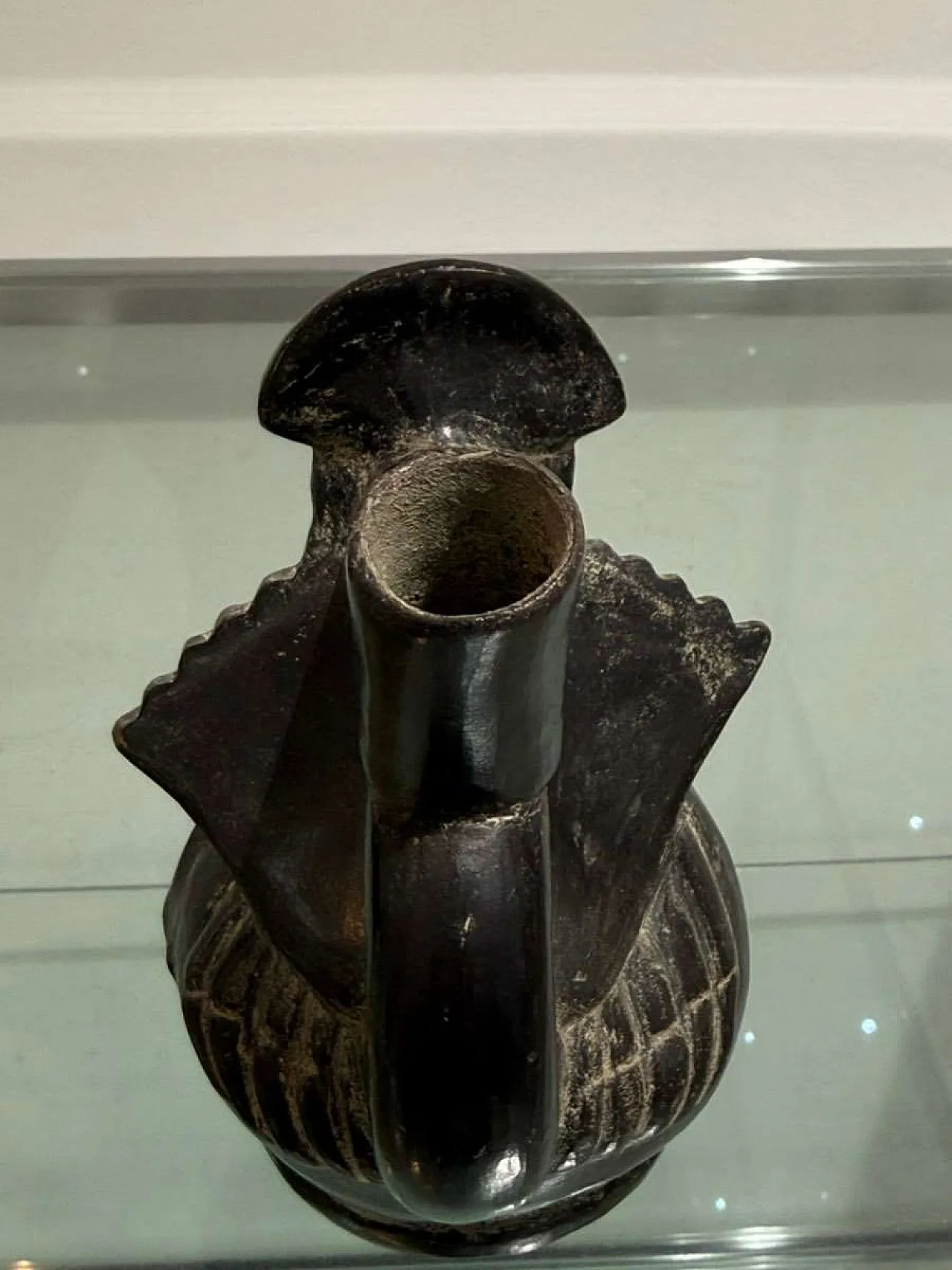 Pre-Columbian Moche Blackware Stirrup Spout Vessel 5