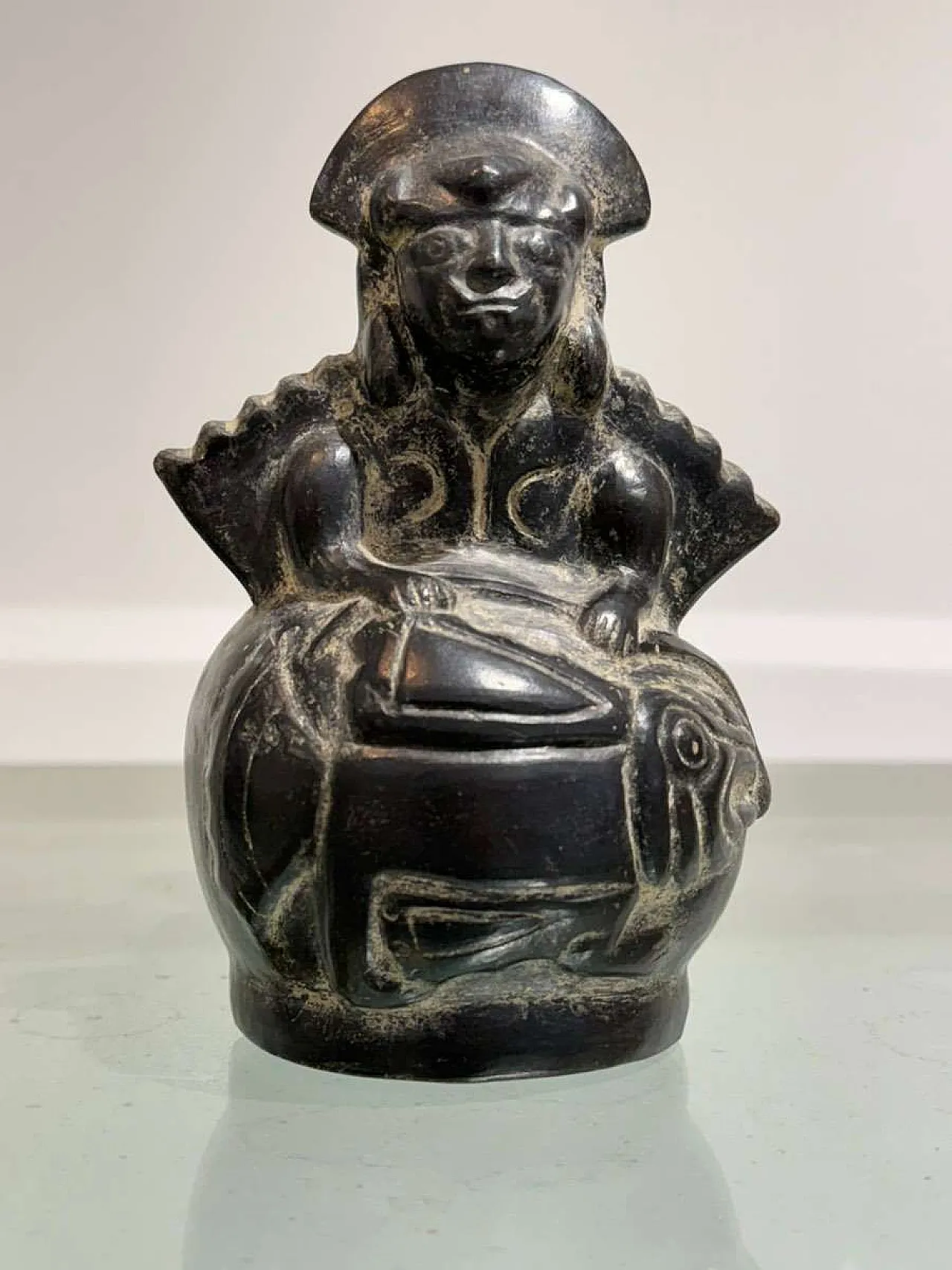 Pre-Columbian Moche Blackware Stirrup Spout Vessel 7