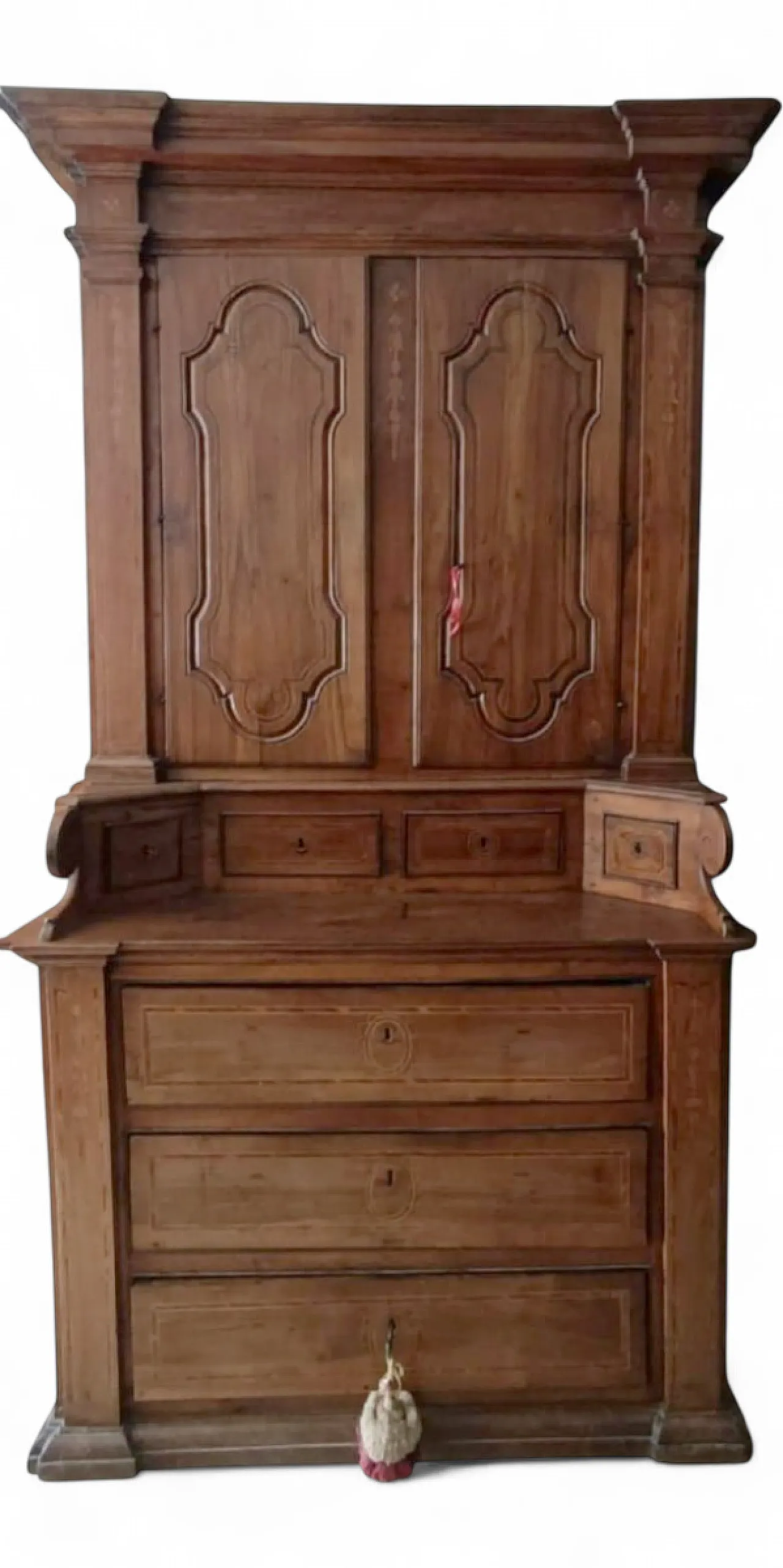 Wooden sacristy sideboard with shelf, 18th century 13