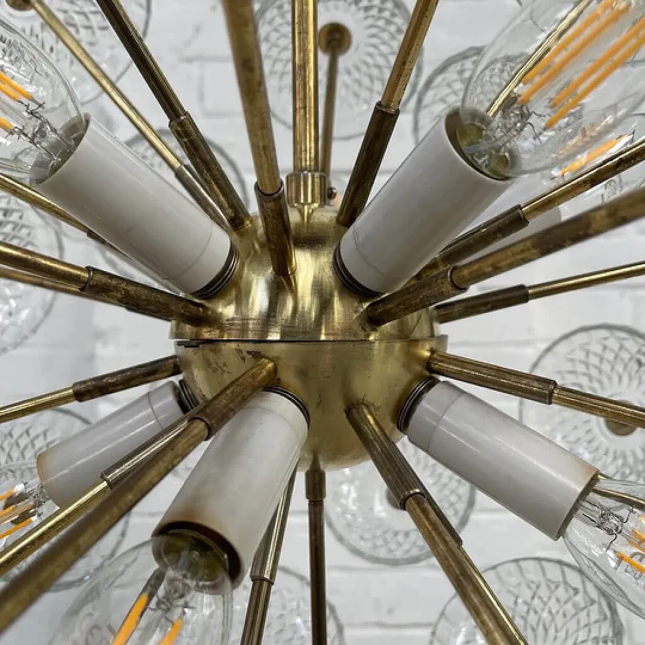 Lampada in vetro a forma di dente di leone di Kamenický Šenov, anni 60 5