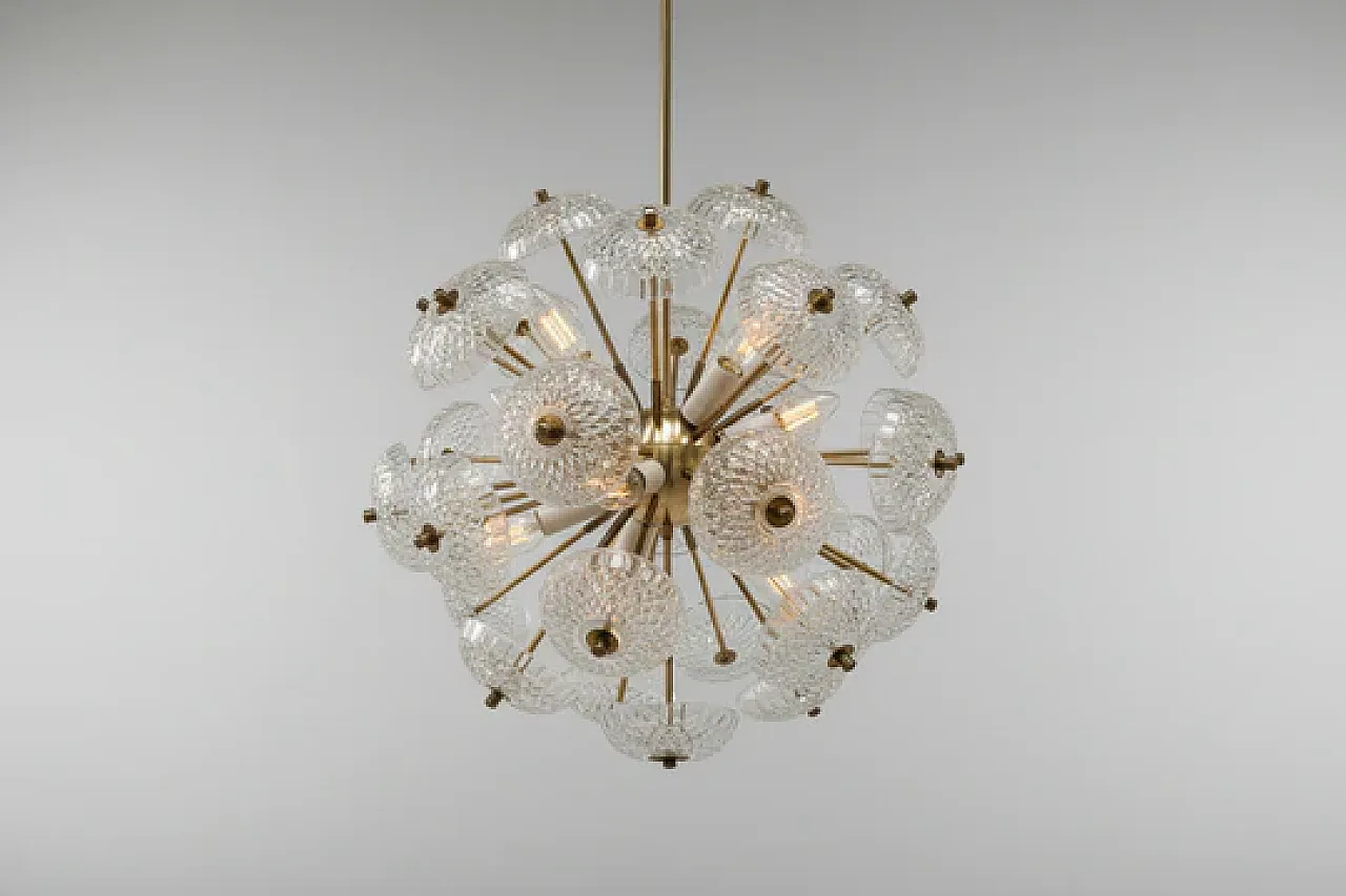Lampada in vetro a forma di dente di leone di Kamenický Šenov, anni 60 6