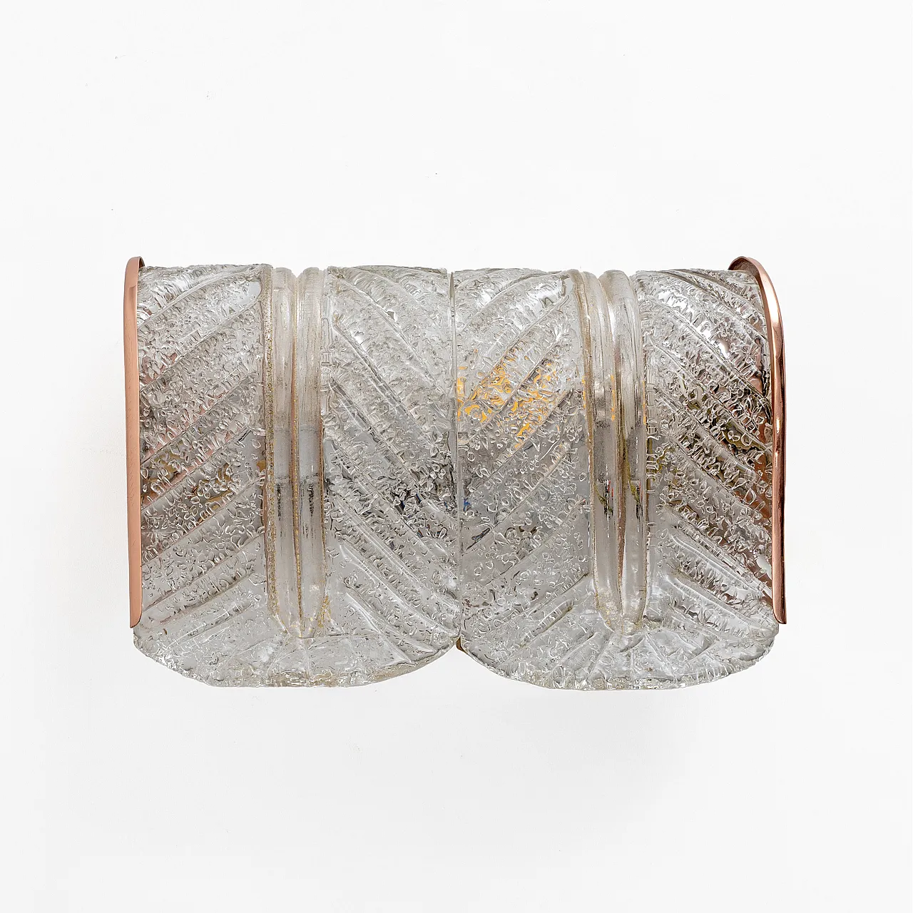 Pair of wall lamps in Barovier and Toso Murano glass and copper, 70s 1