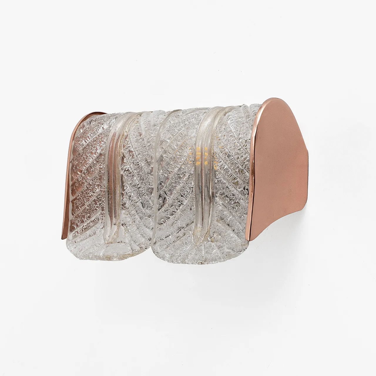 Pair of wall lamps in Barovier and Toso Murano glass and copper, 70s 2