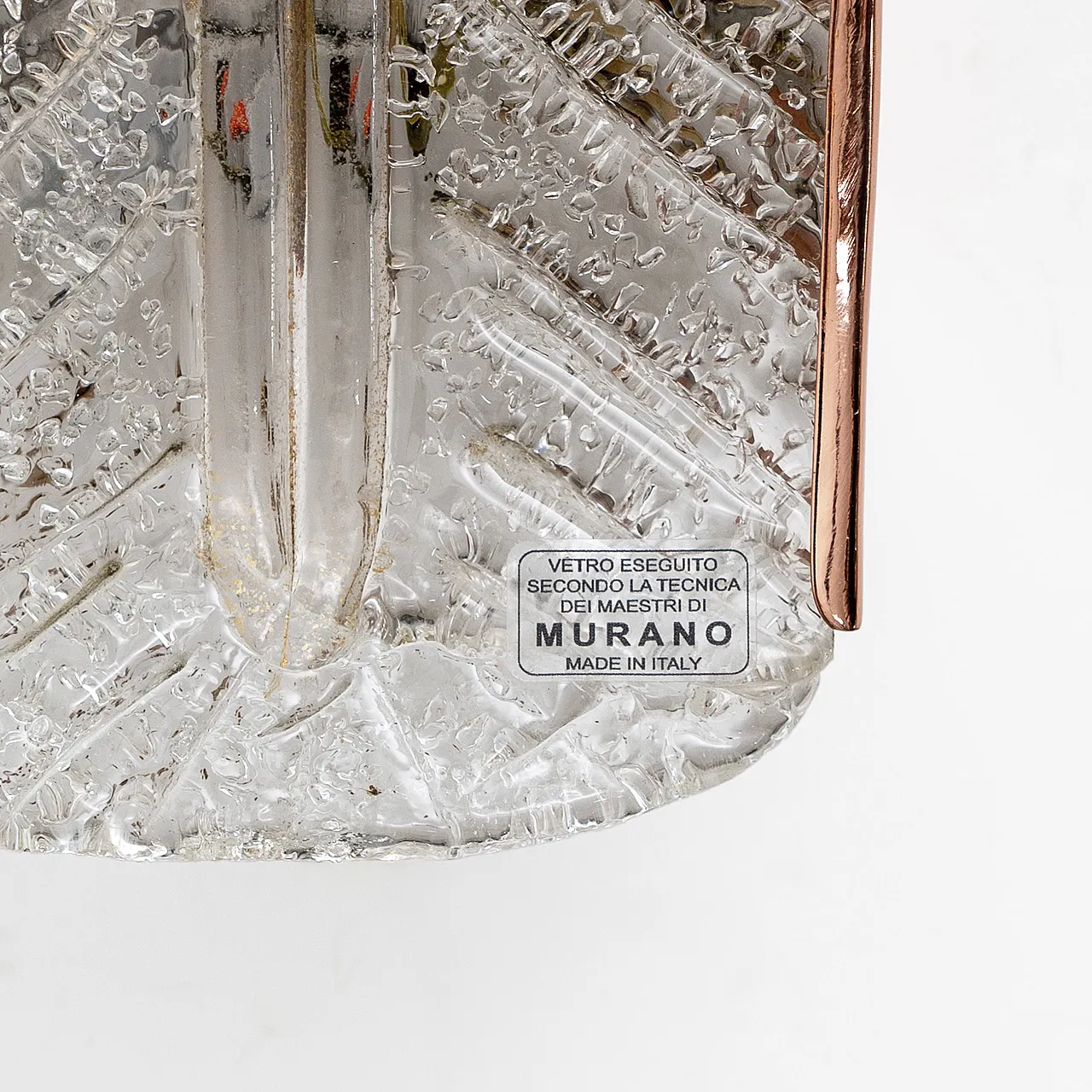 Pair of wall lamps in Barovier and Toso Murano glass and copper, 70s 6