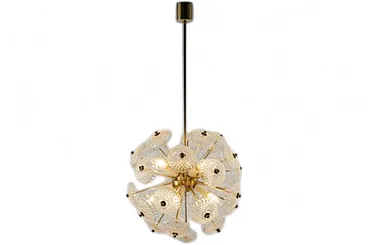 Lampada in vetro a forma di dente di leone di Kamenický Šenov, anni 60