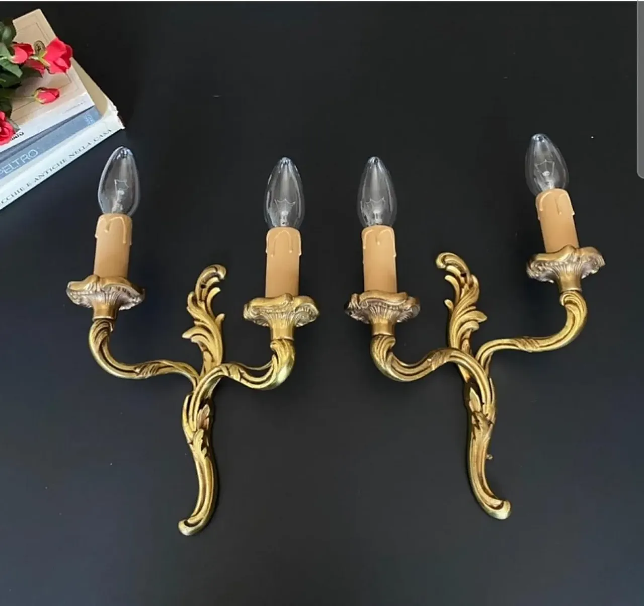 Coppia di applique in bronzo, anni '50 1