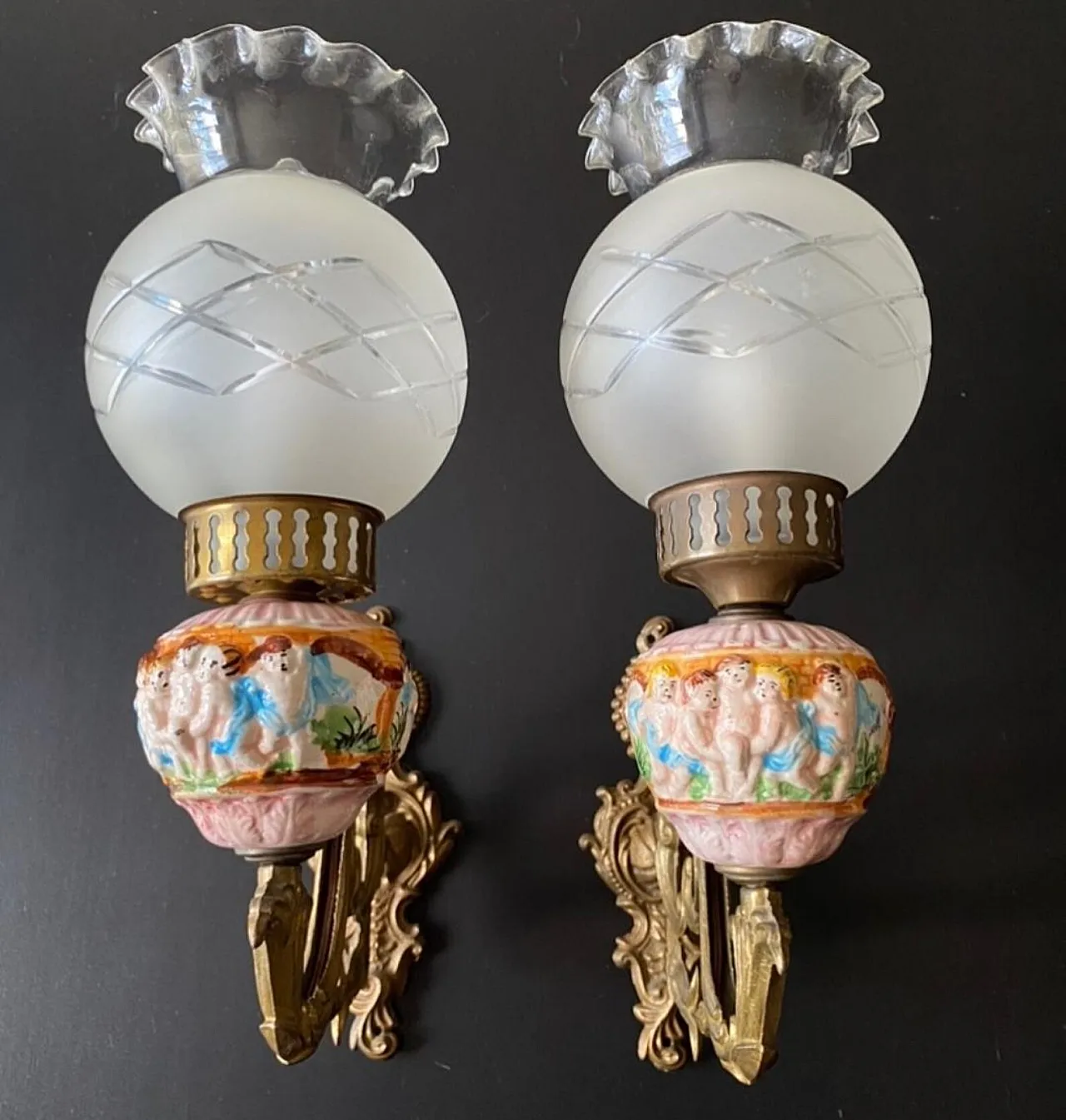 Coppia di applique in ceramica, anni '60 2