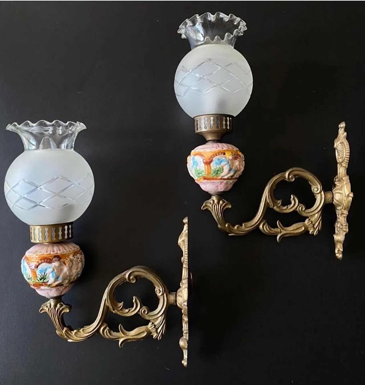 Coppia di applique in ceramica, anni '60 3