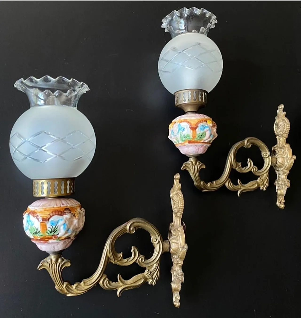 Coppia di applique in ceramica, anni '60 5