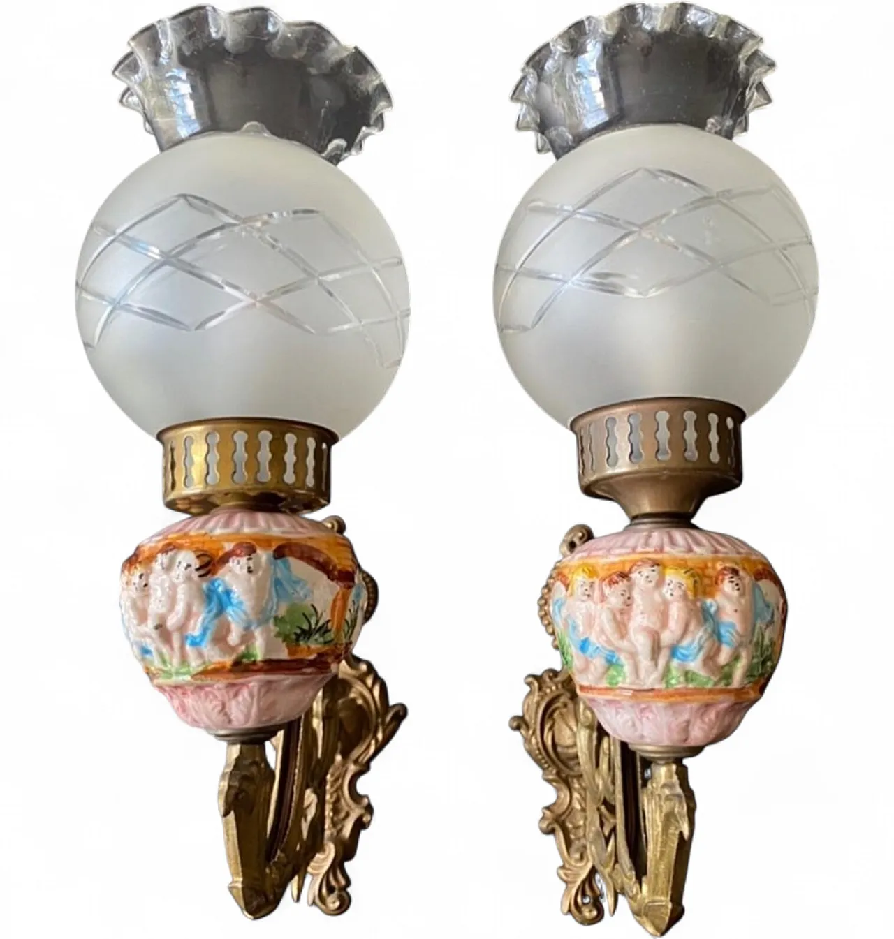 Coppia di applique in ceramica, anni '60 9