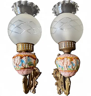 Coppia di applique in ceramica, anni '60