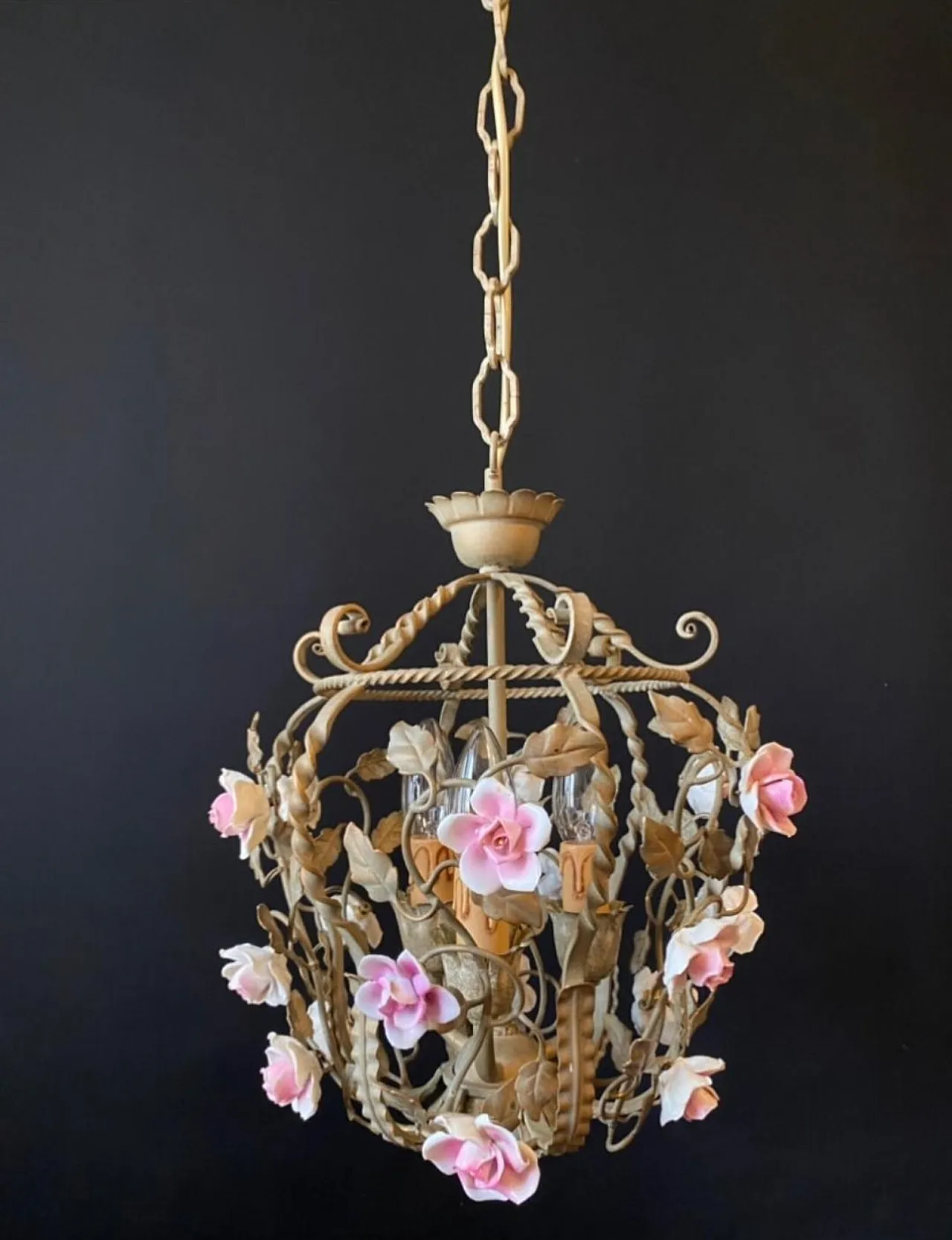 Lampadario a forma di gabbia per uccelli, '900 2