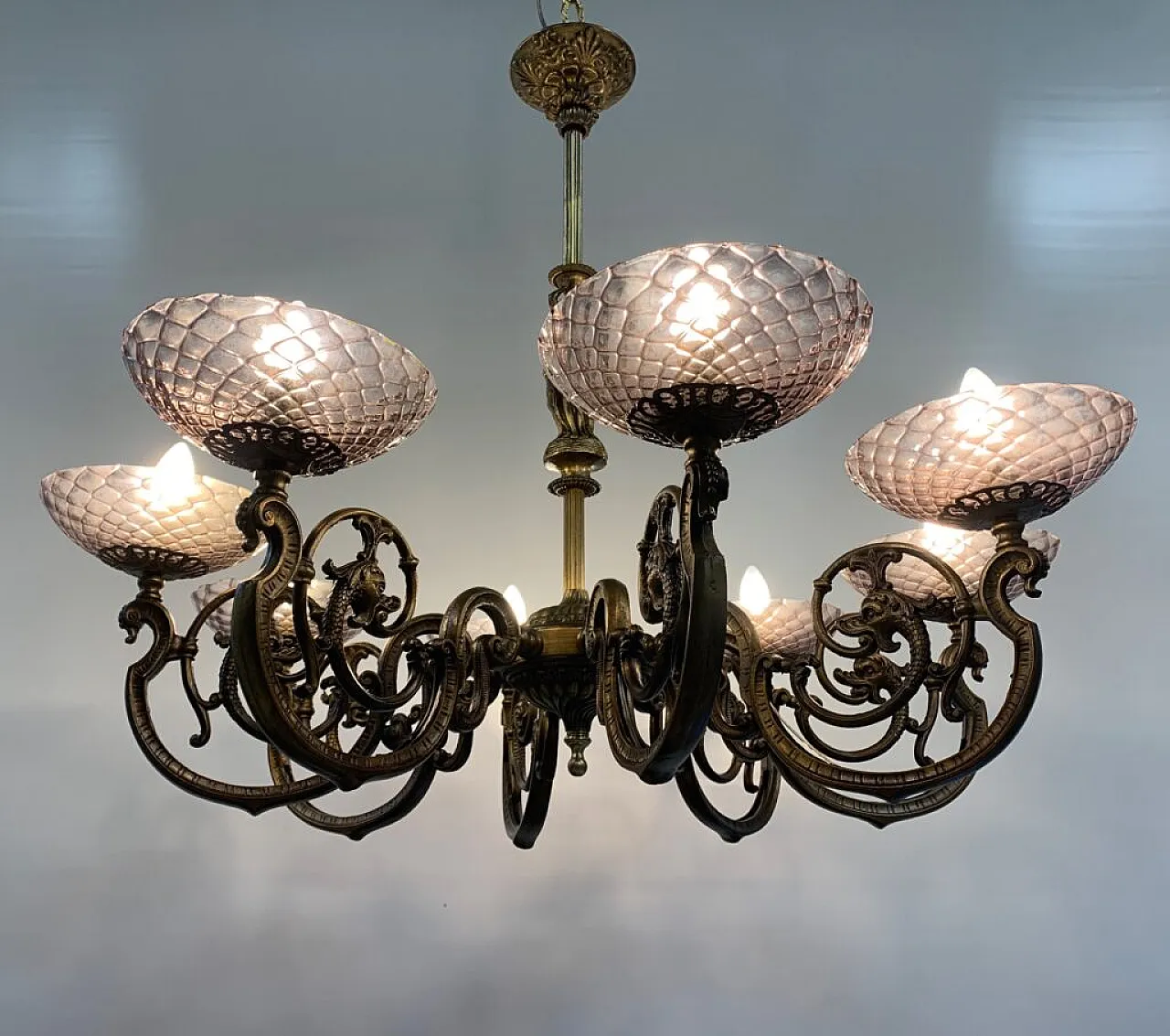 Lampadario lanterna in vetro di Murano, anni '60 3
