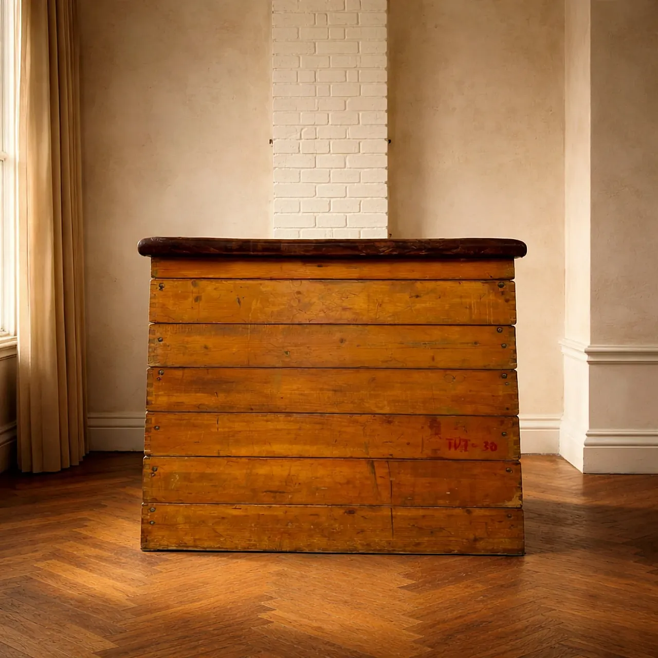 Scatola da volteggio per palestra in legno e pelle, anni '40 1