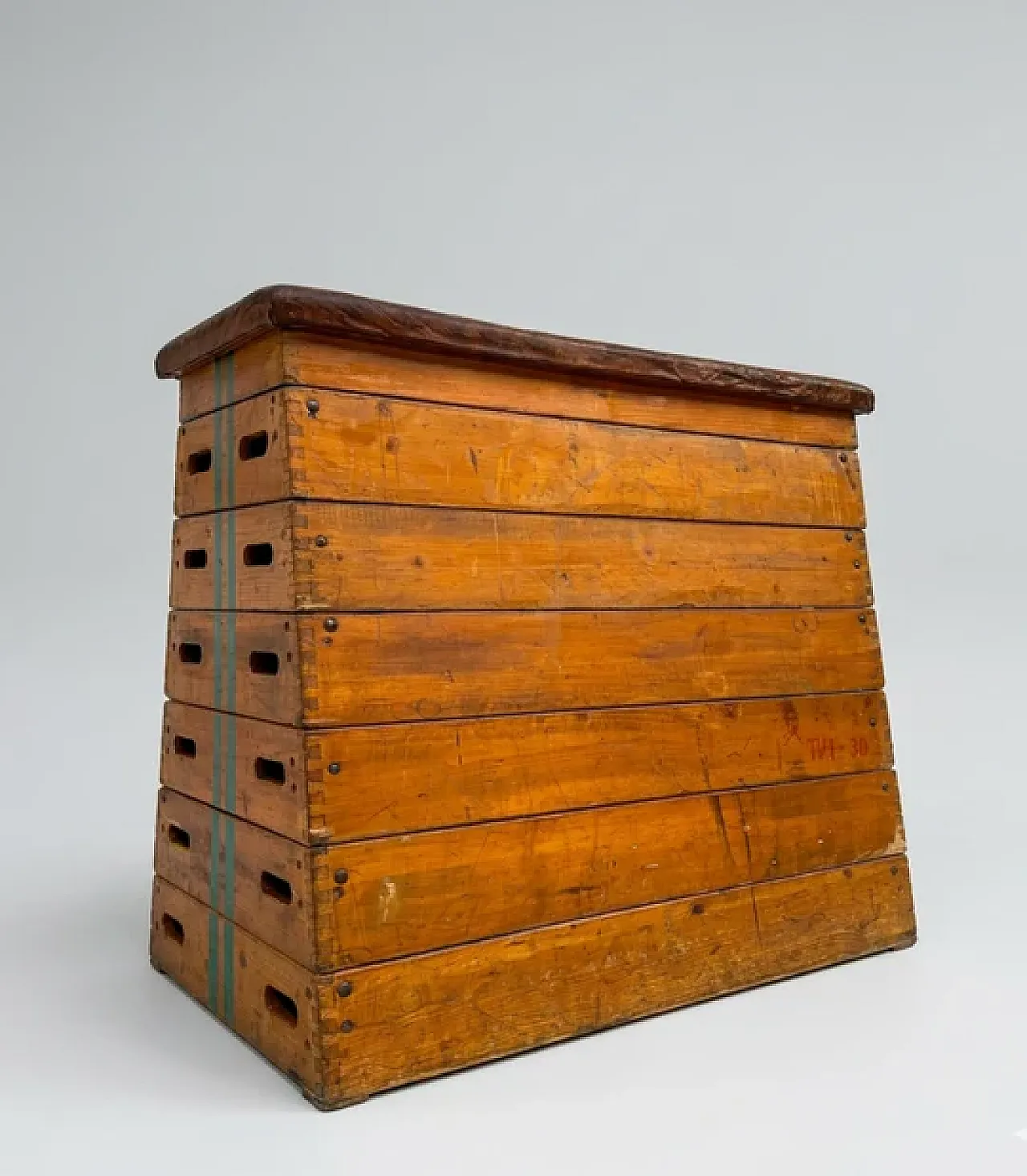 Scatola da volteggio per palestra in legno e pelle, anni '40 6