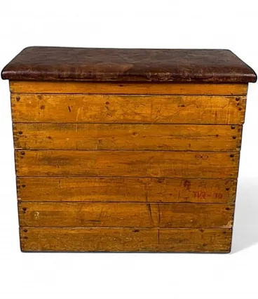 Scatola da volteggio per palestra in legno e pelle, anni '40