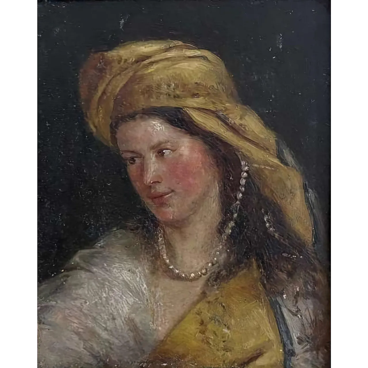 Miniature portrait of woman with Truban – After Vermeer, 18th-century 3