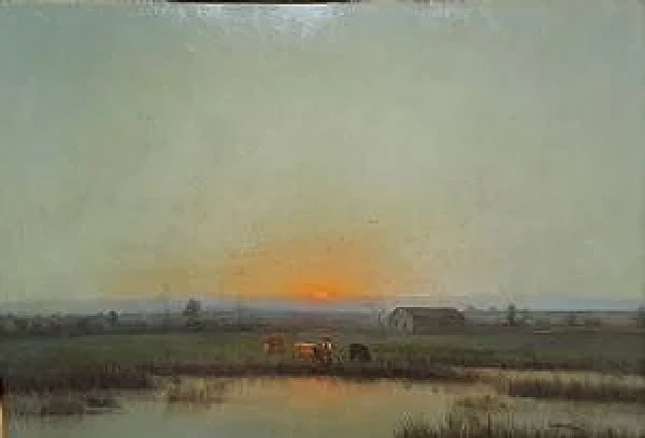 Campagna lombarda di G. Bazzani, olio su tavola, '900 2