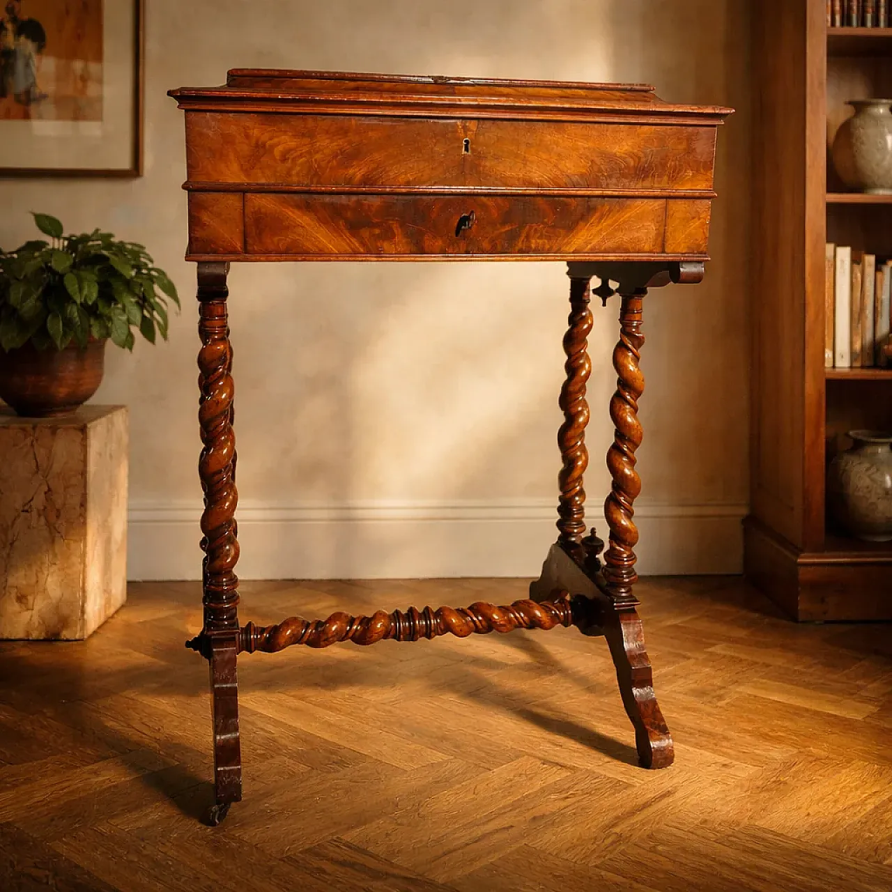 Tavolo da cucito in legno con cassetto, '900 2