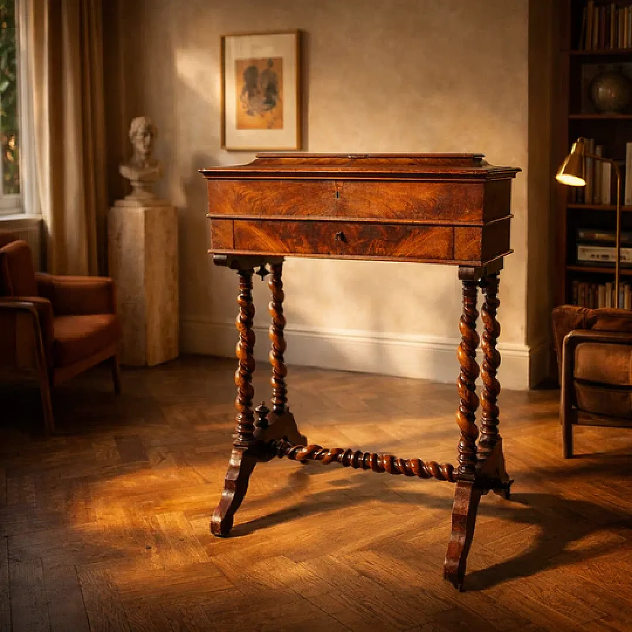 Tavolo da cucito in legno con cassetto, '900 3