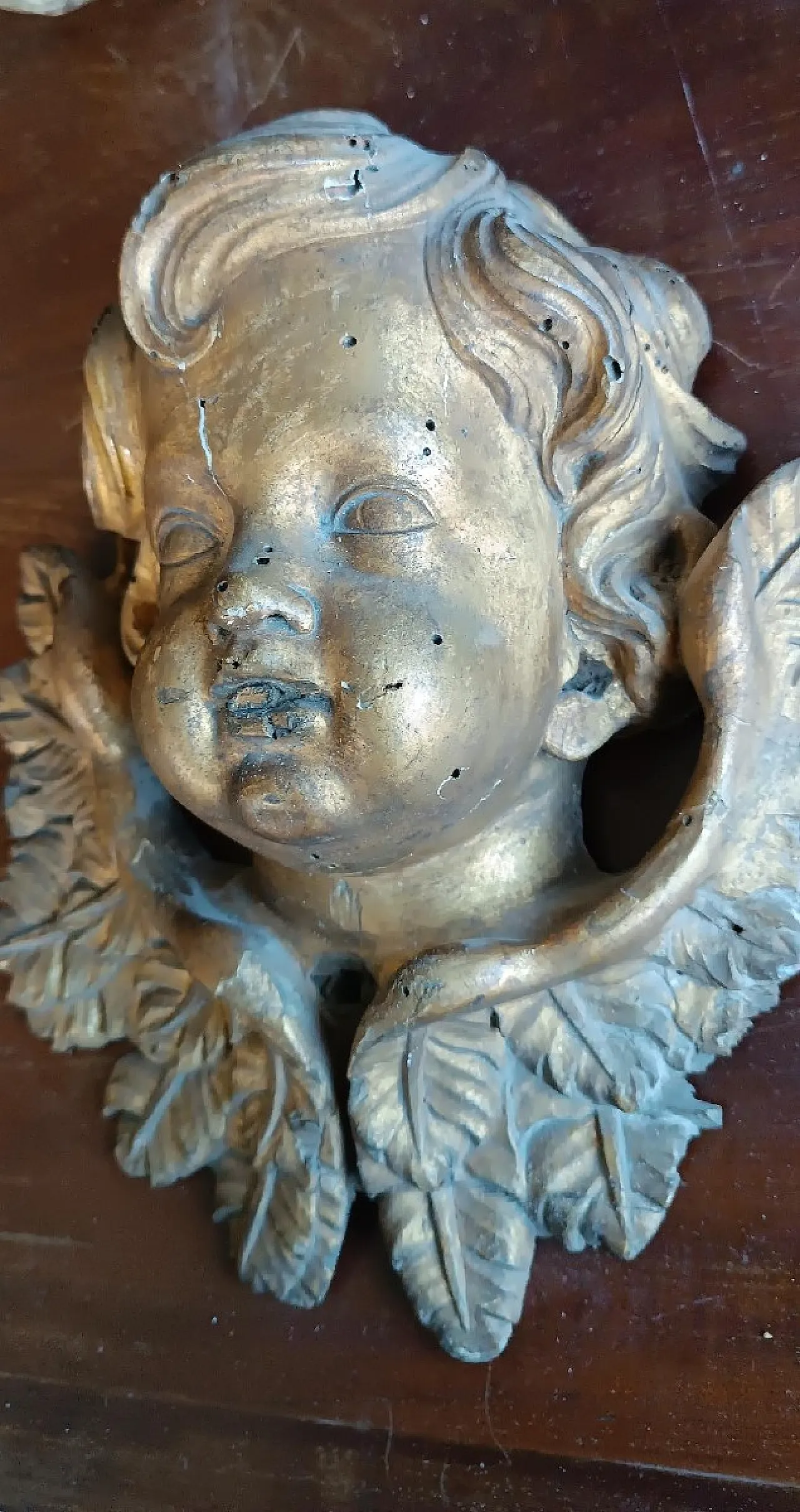 Gilded wooden cherub head, late 17th century 4