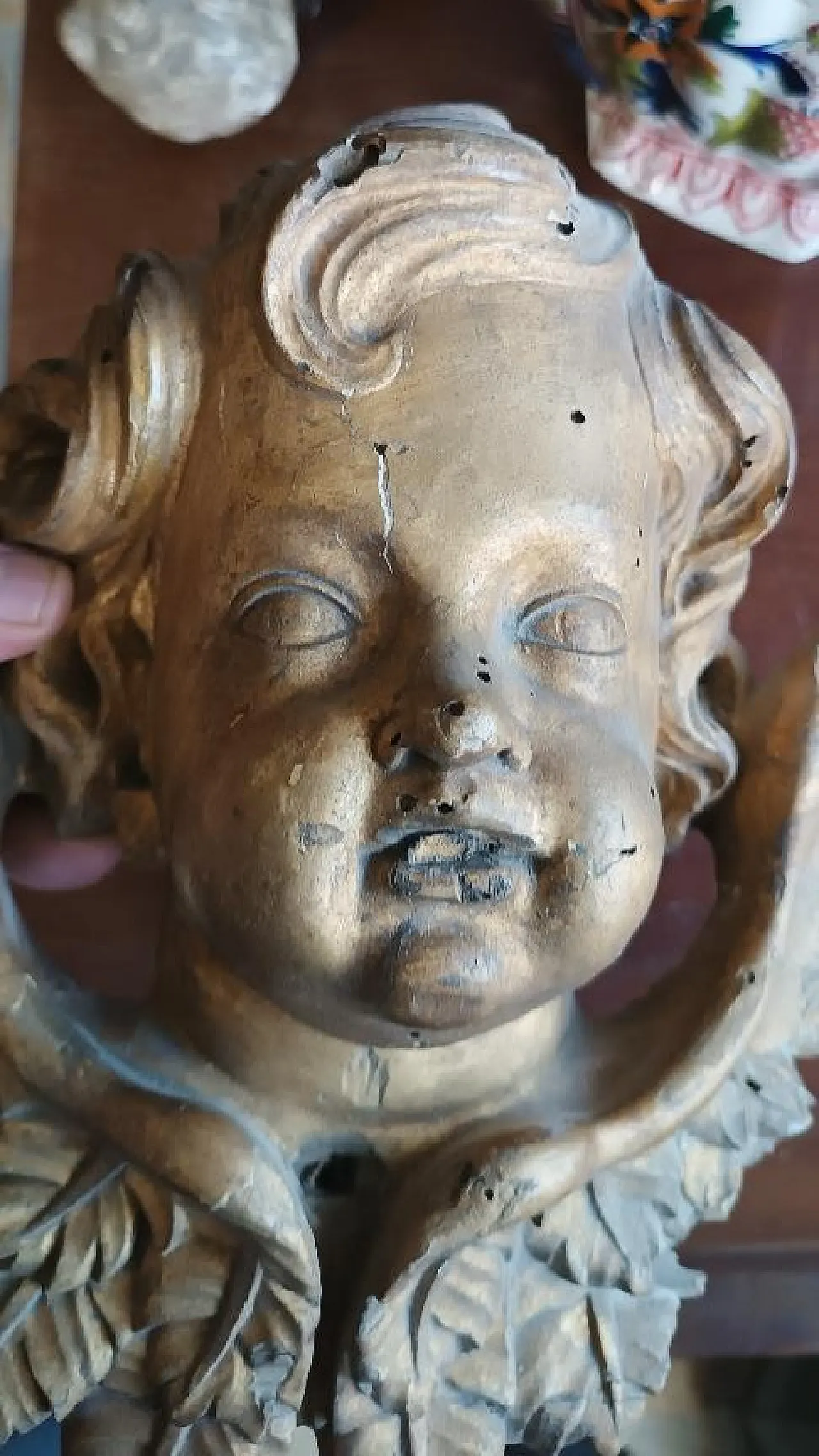 Gilded wooden cherub head, late 17th century 9