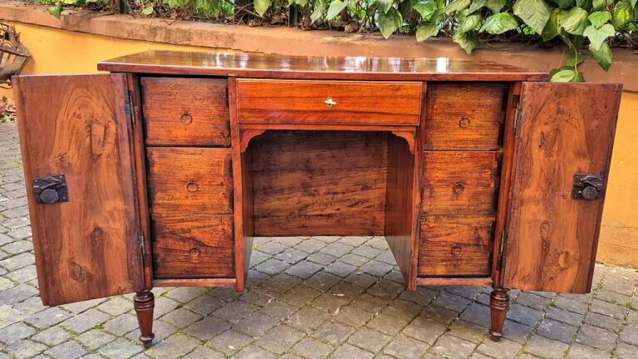 Scrivania Luigi XVI in legno intarsiato, fine '700 2