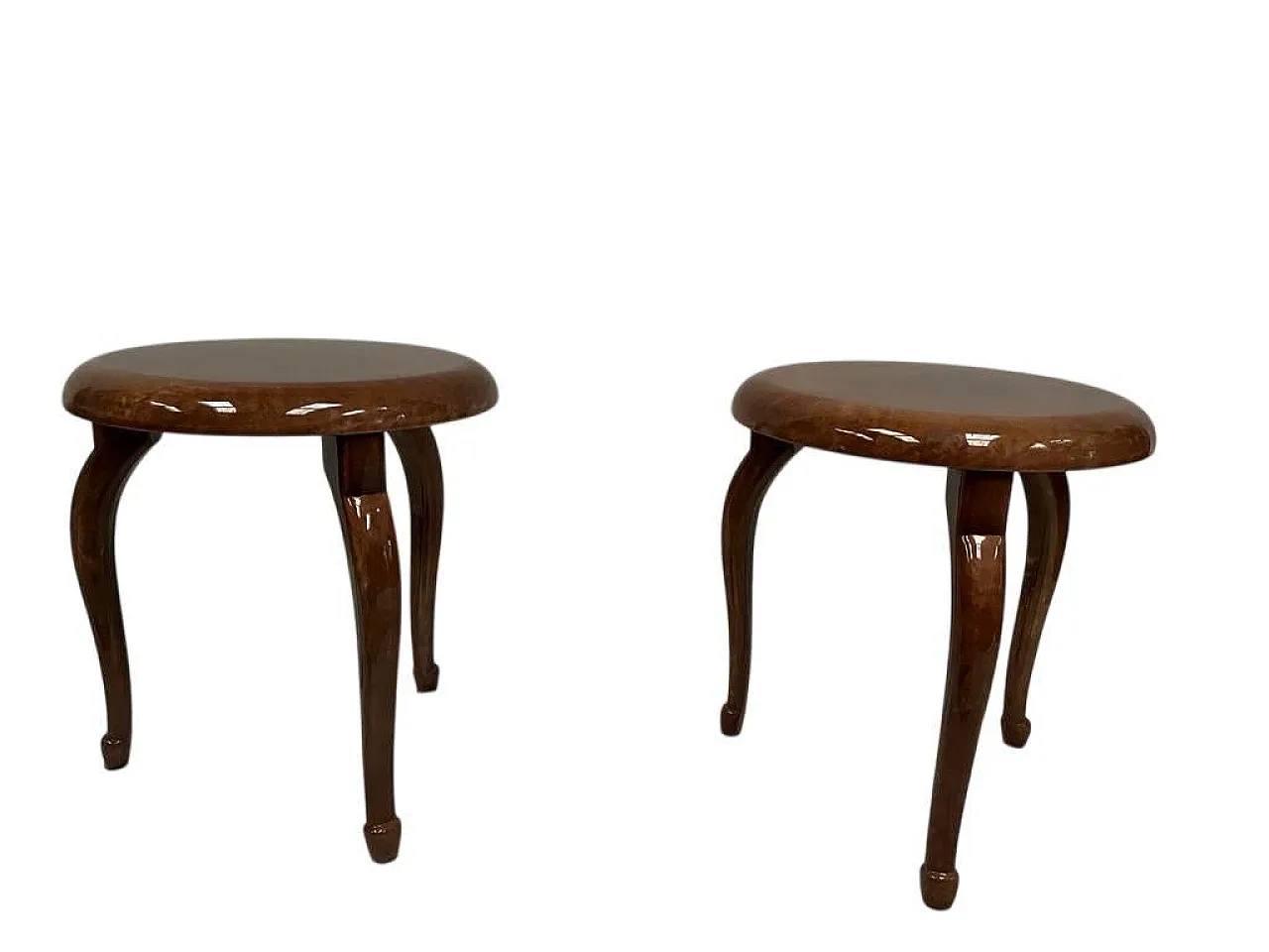 Pair of parchment stools attributed to Aldo Tura, 1950s 2