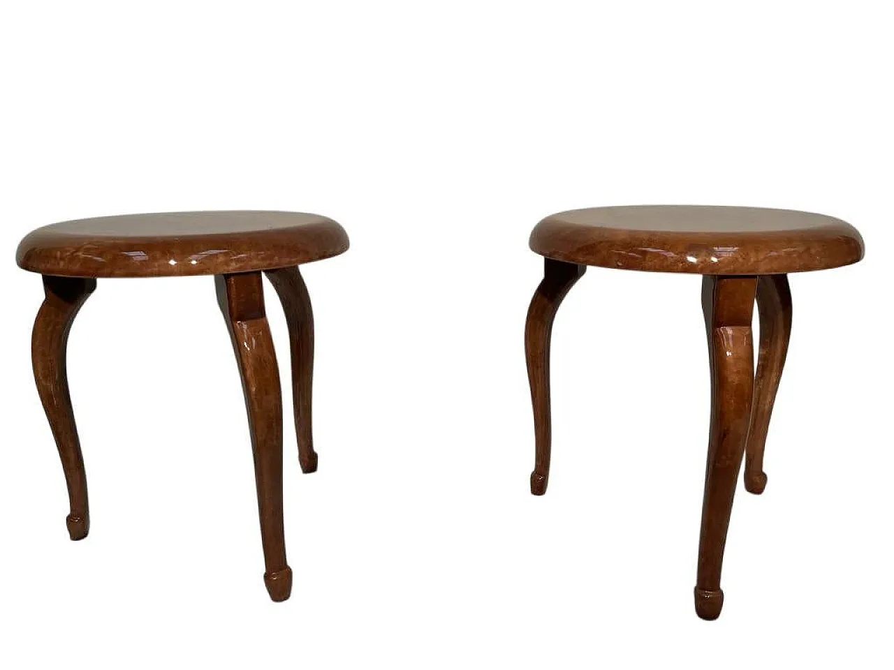 Pair of parchment stools attributed to Aldo Tura, 1950s 3