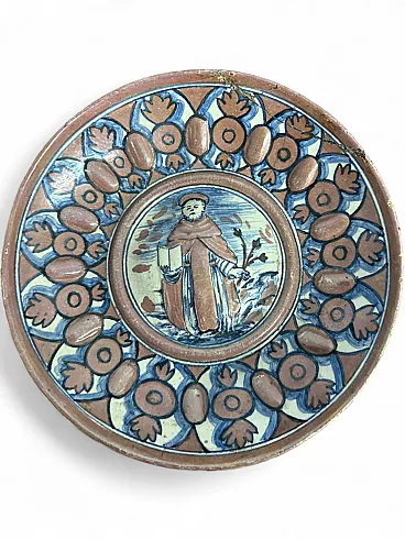 Plate by Deruta Lustro with Saint Francis, 19th century