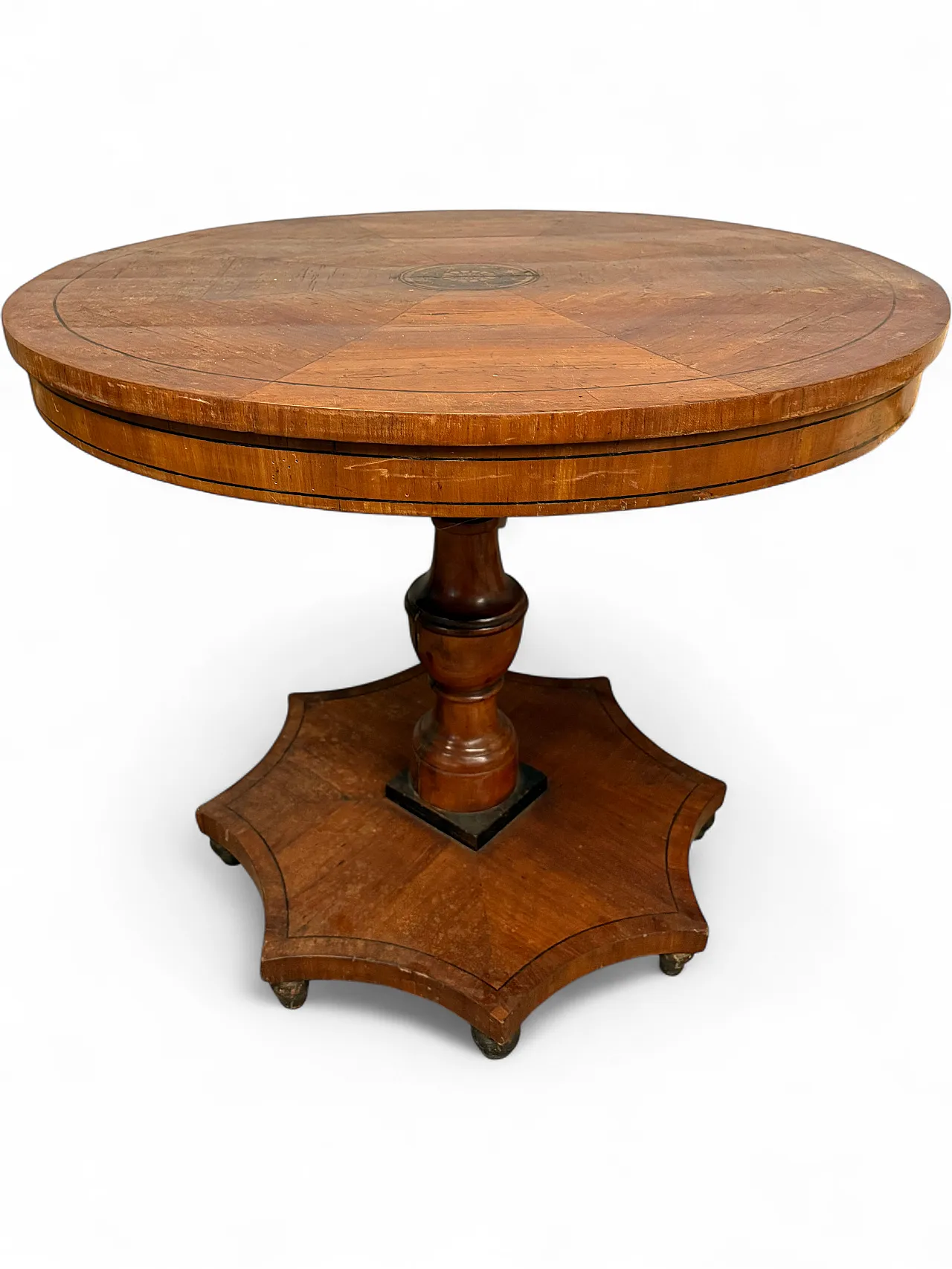 Carlo X table in cherry wood with inlays, 19th century 16