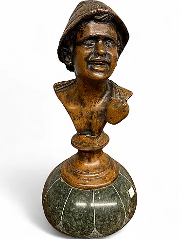Neapolitan bronze on marble base depicting a boy, 20th century