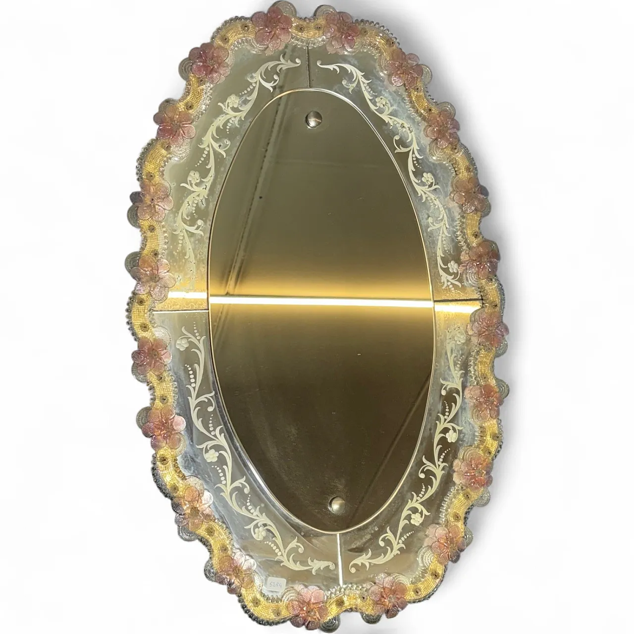 Specchio ovale in vetro veneziano, anni '70 11