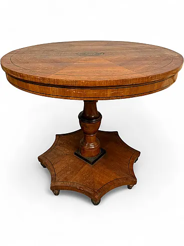Carlo X table in cherry wood with inlays, 19th century