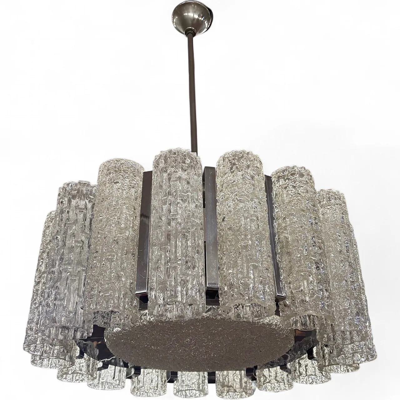 Chandelier chandelier mod. Doria Venini, metal stem with 17 glasses 12