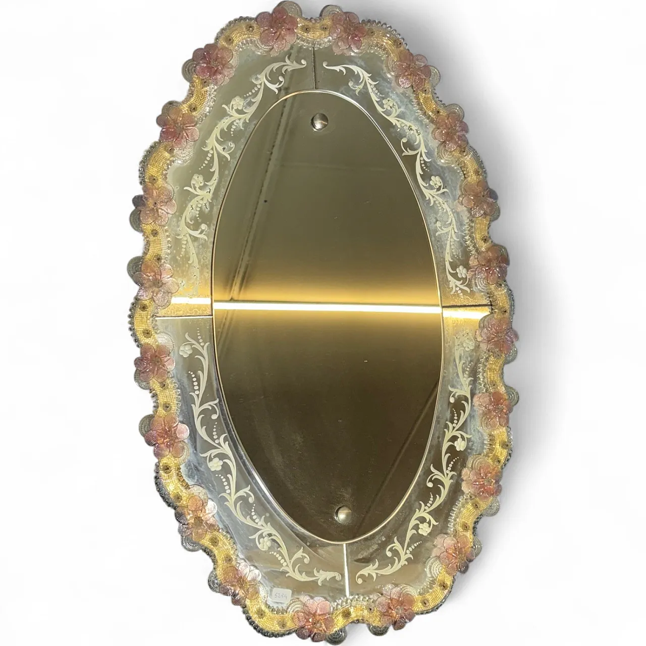 Specchio ovale in vetro veneziano, anni '70 12