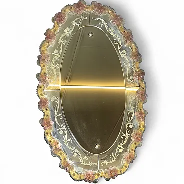 Oval mirror in Venetian glass, 70s