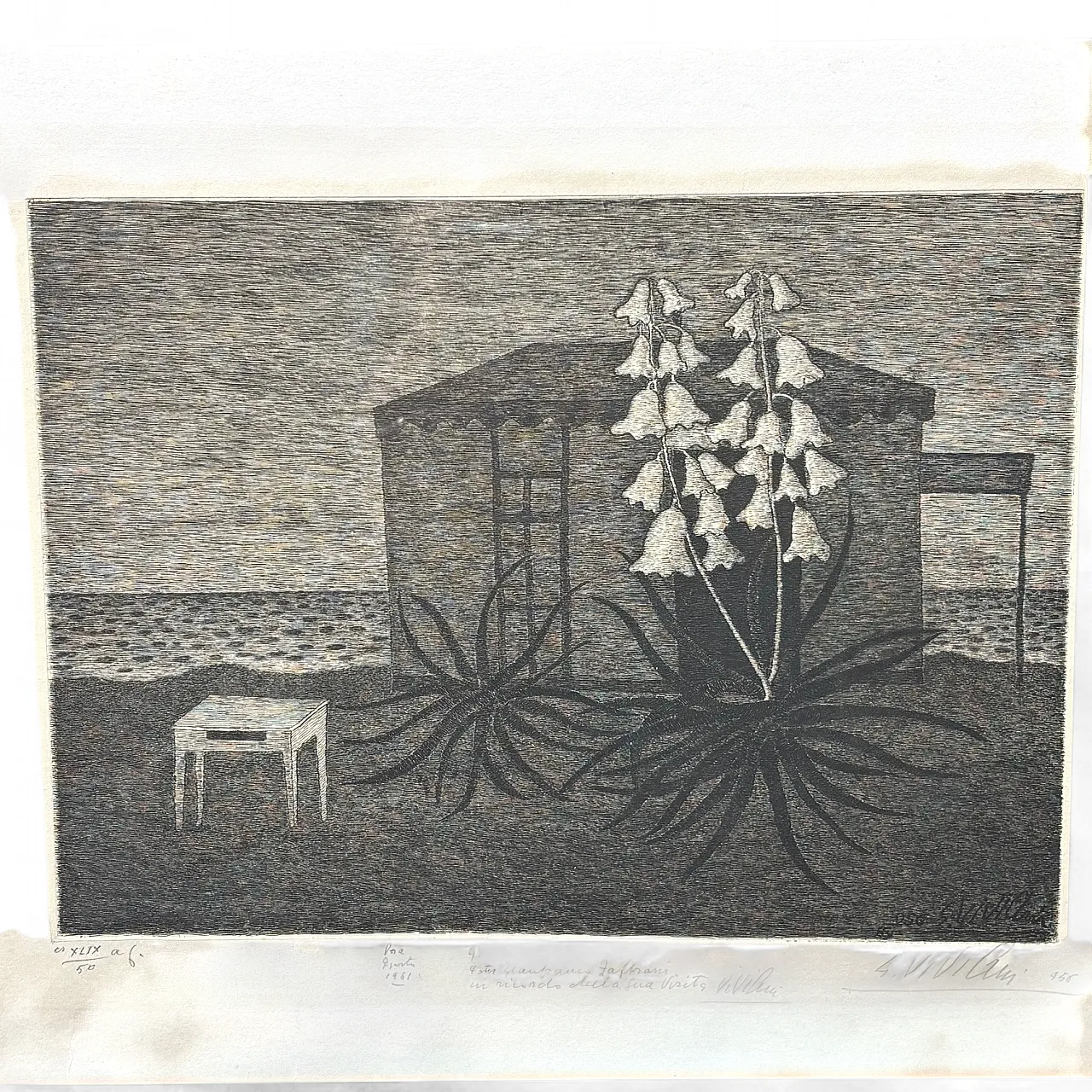 Engraving by Giuseppe Viviani Cabin Sul Mare, 1956 15