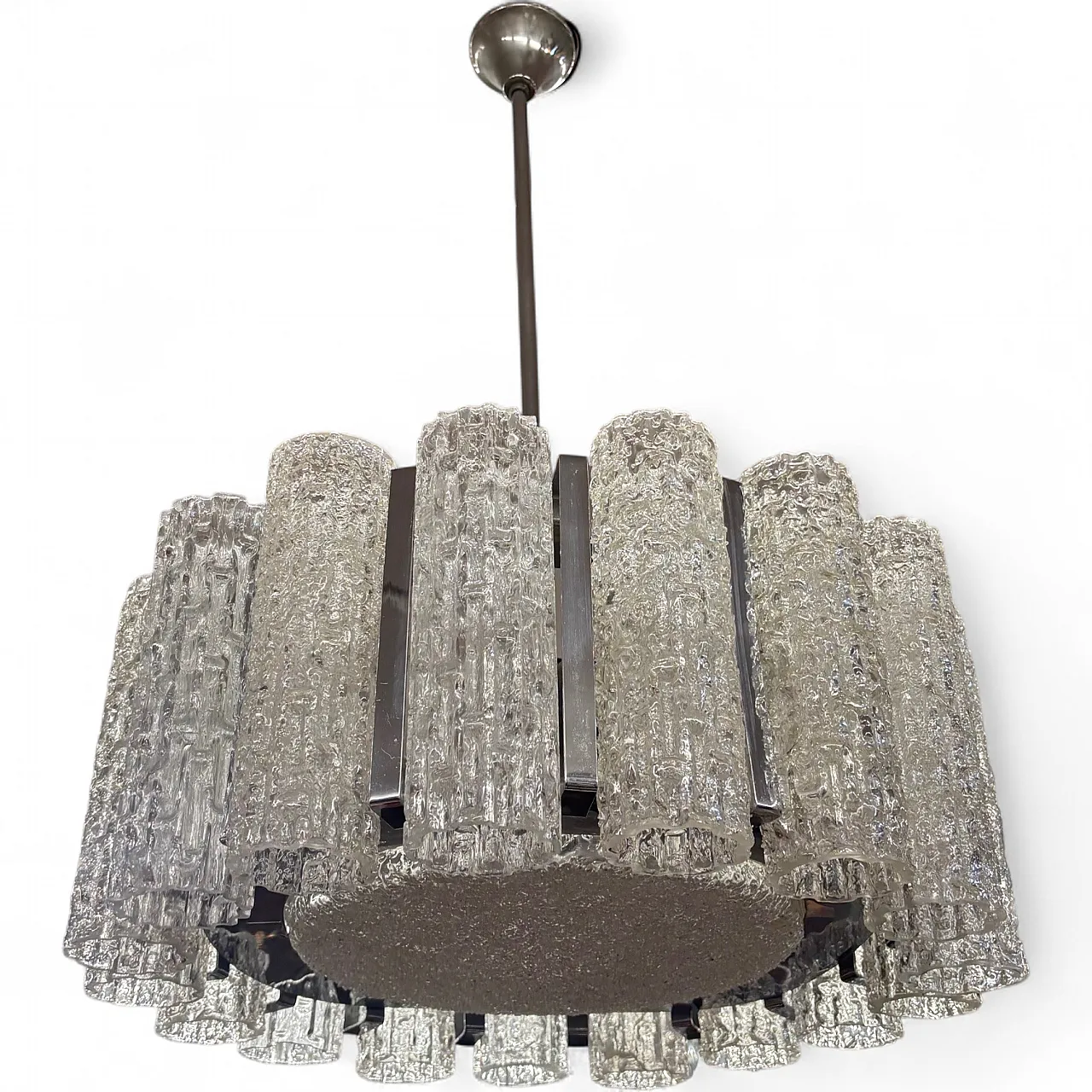 Chandelier chandelier mod. Doria Venini, metal stem with 17 glasses 13