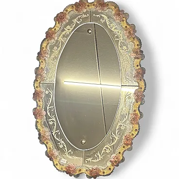 Specchio vetro Murano Mid Century, anni '50