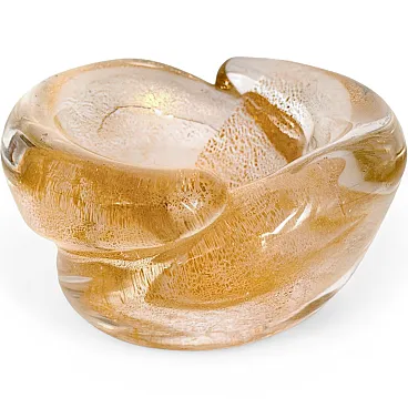 Vintage Murano glass ashtray with gold leaf, Italy
