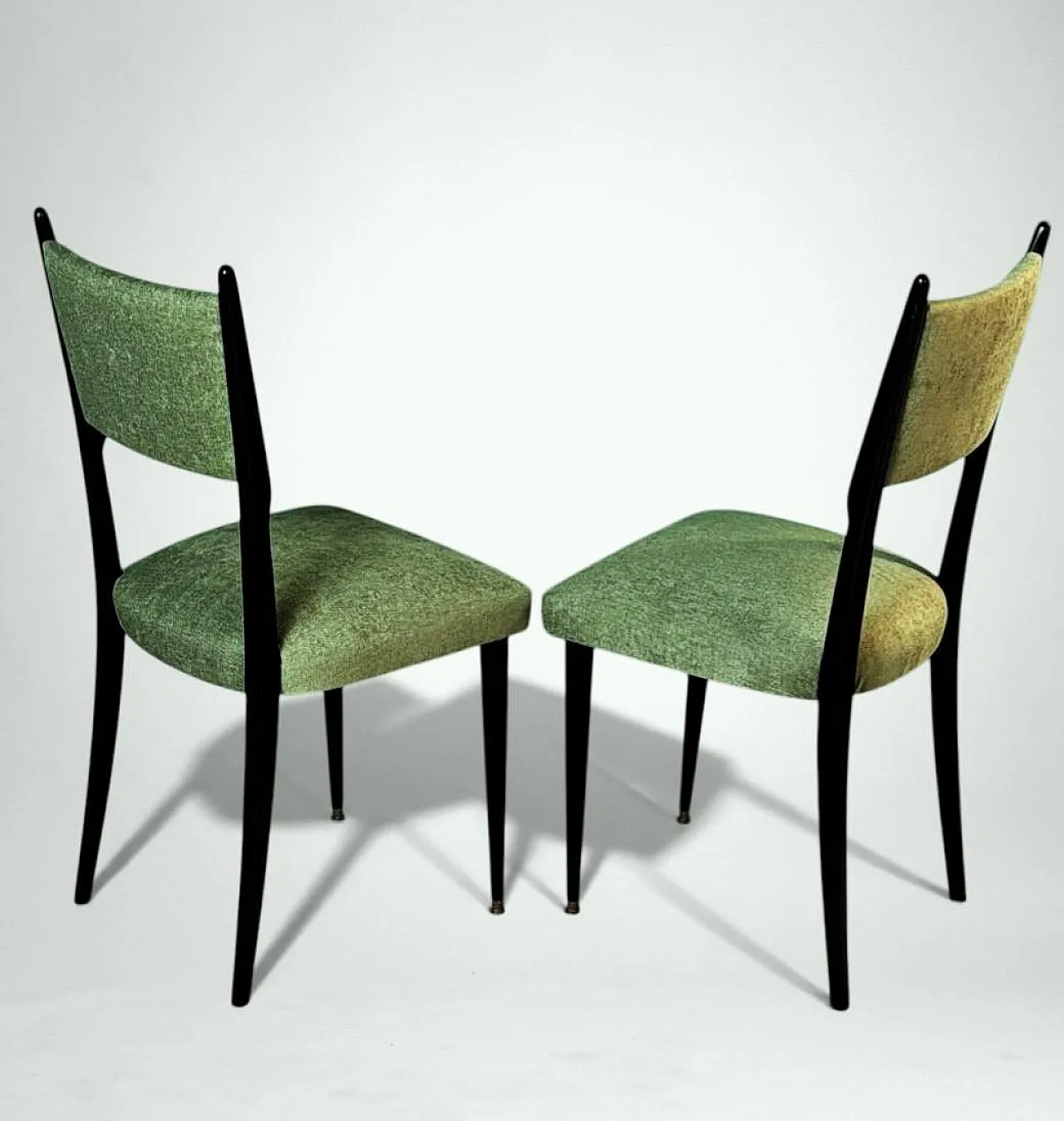 6 Ebonized chairs in wood and upholstery in Ico Parisi Style, 1950s 5