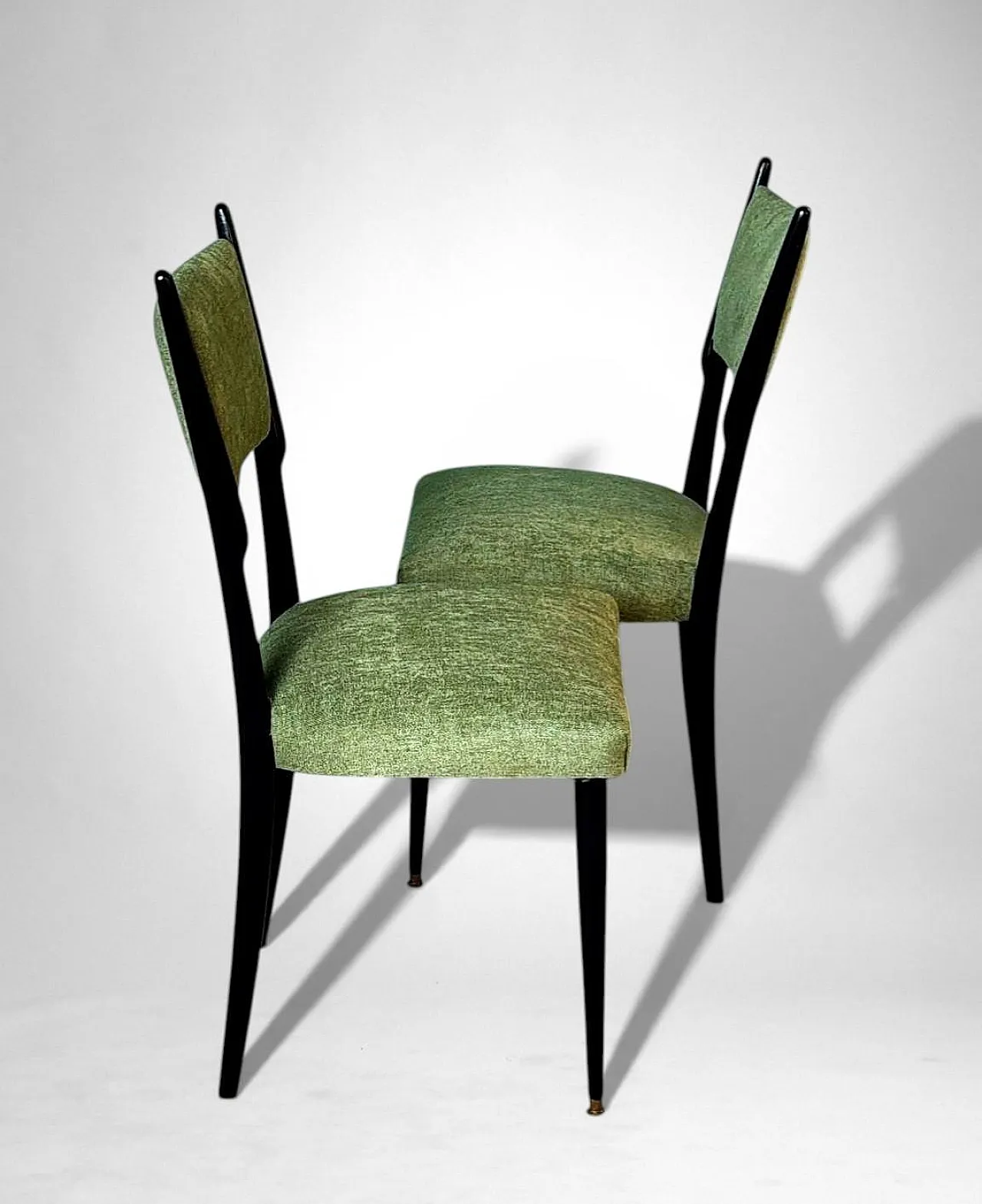 6 Ebonized chairs in wood and upholstery in Ico Parisi Style, 1950s 6