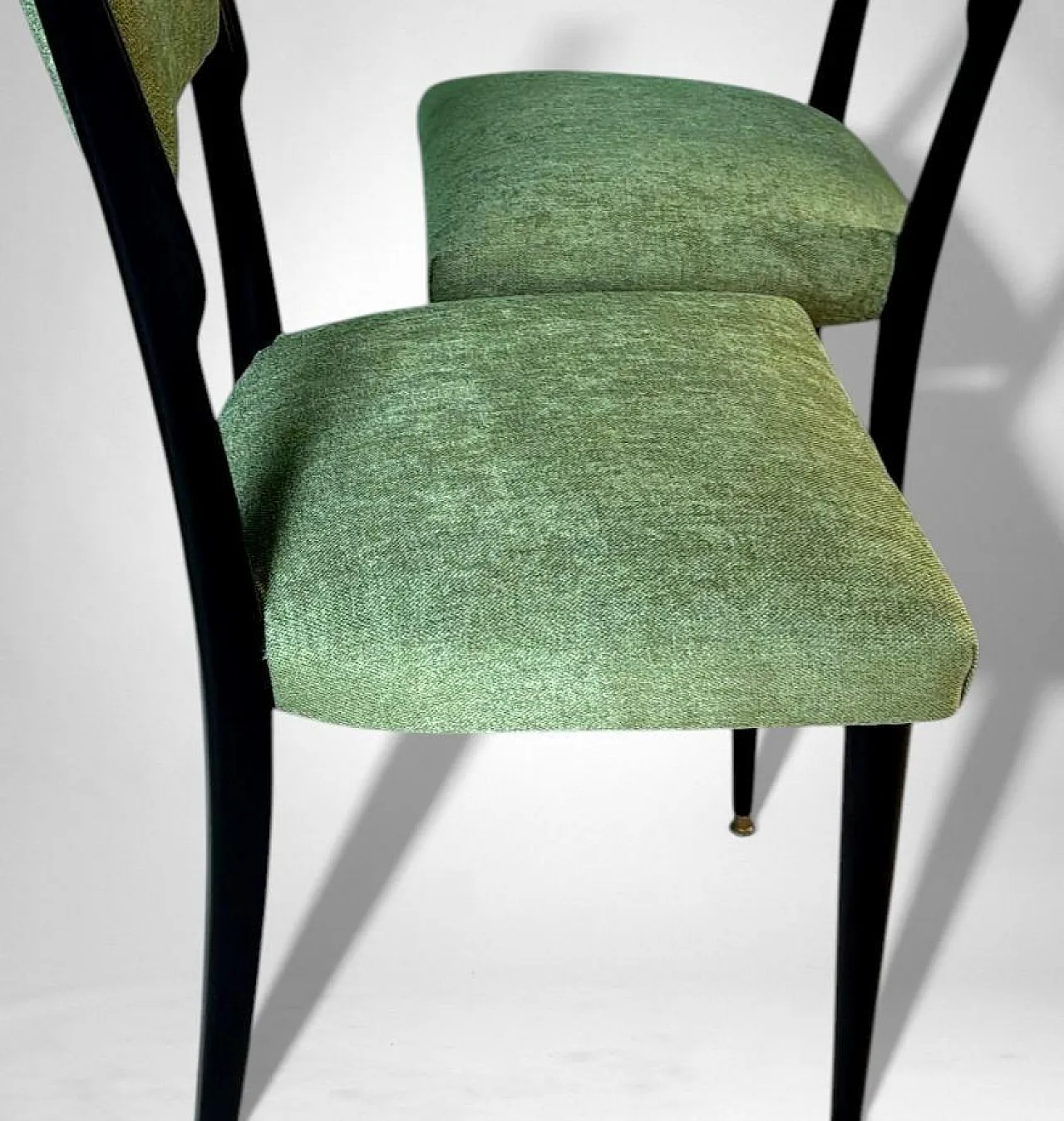 6 Ebonized chairs in wood and upholstery in Ico Parisi Style, 1950s 7