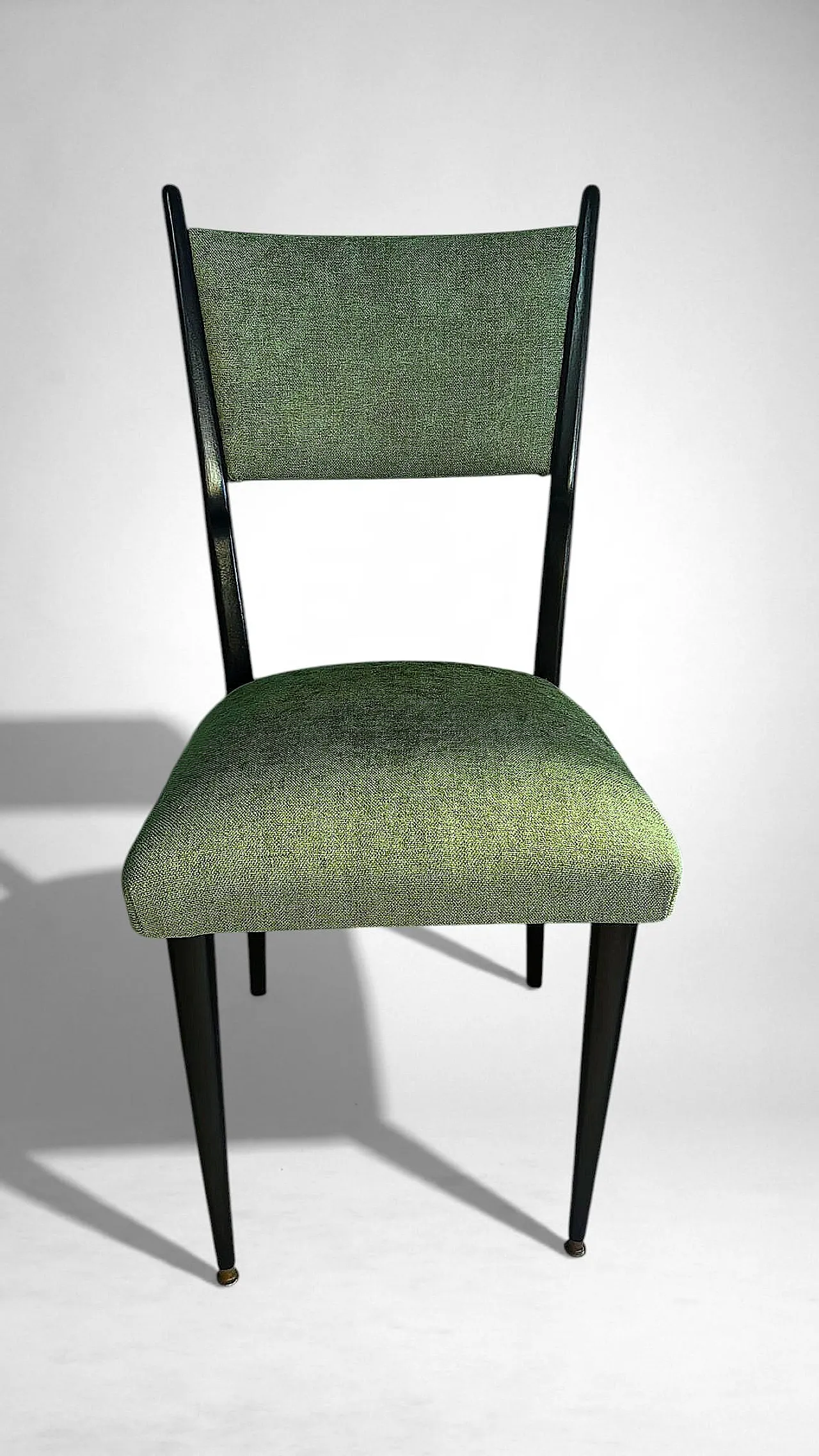 6 Ebonized chairs in wood and upholstery in Ico Parisi Style, 1950s 9