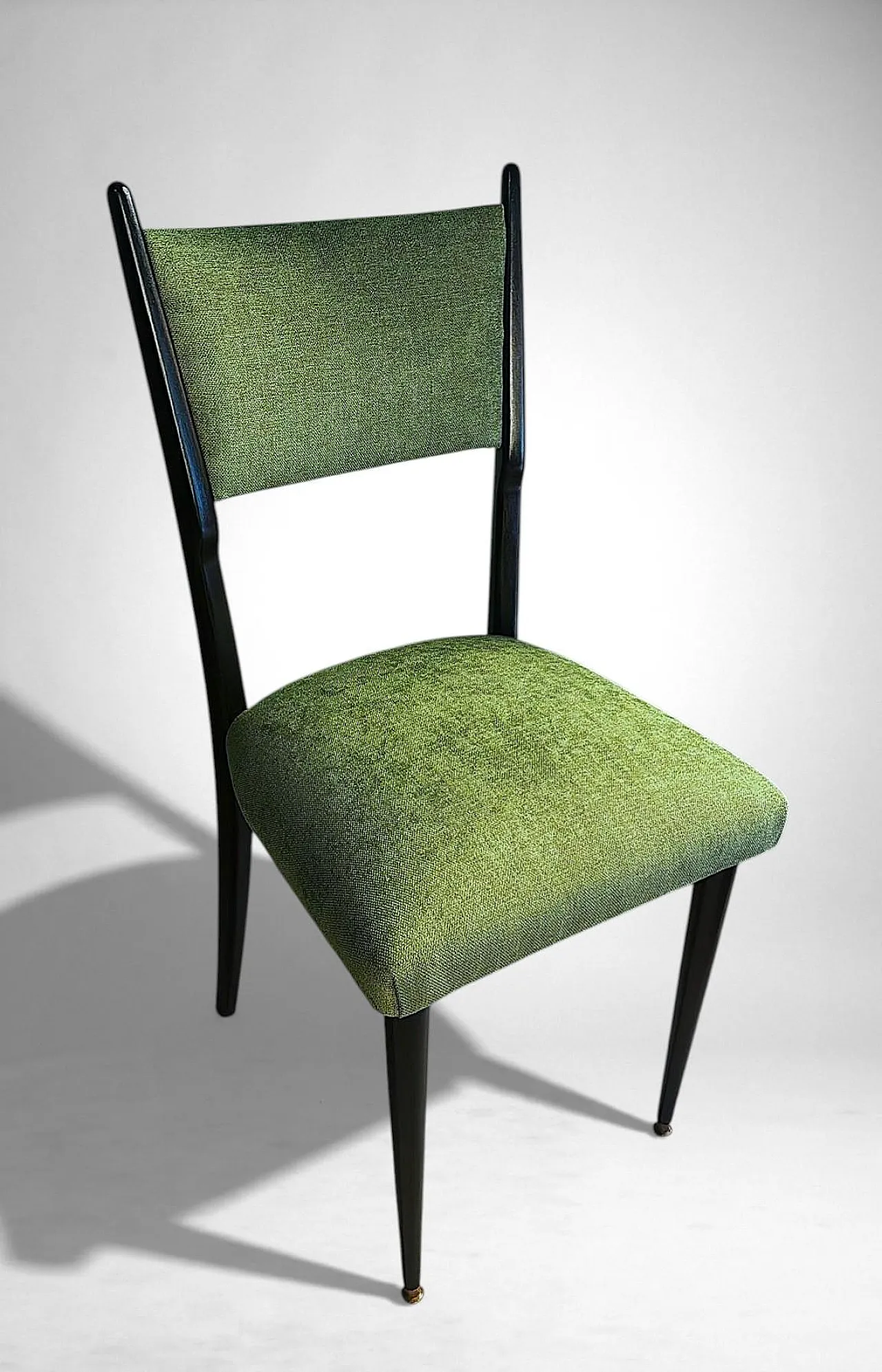 6 Ebonized chairs in wood and upholstery in Ico Parisi Style, 1950s 10